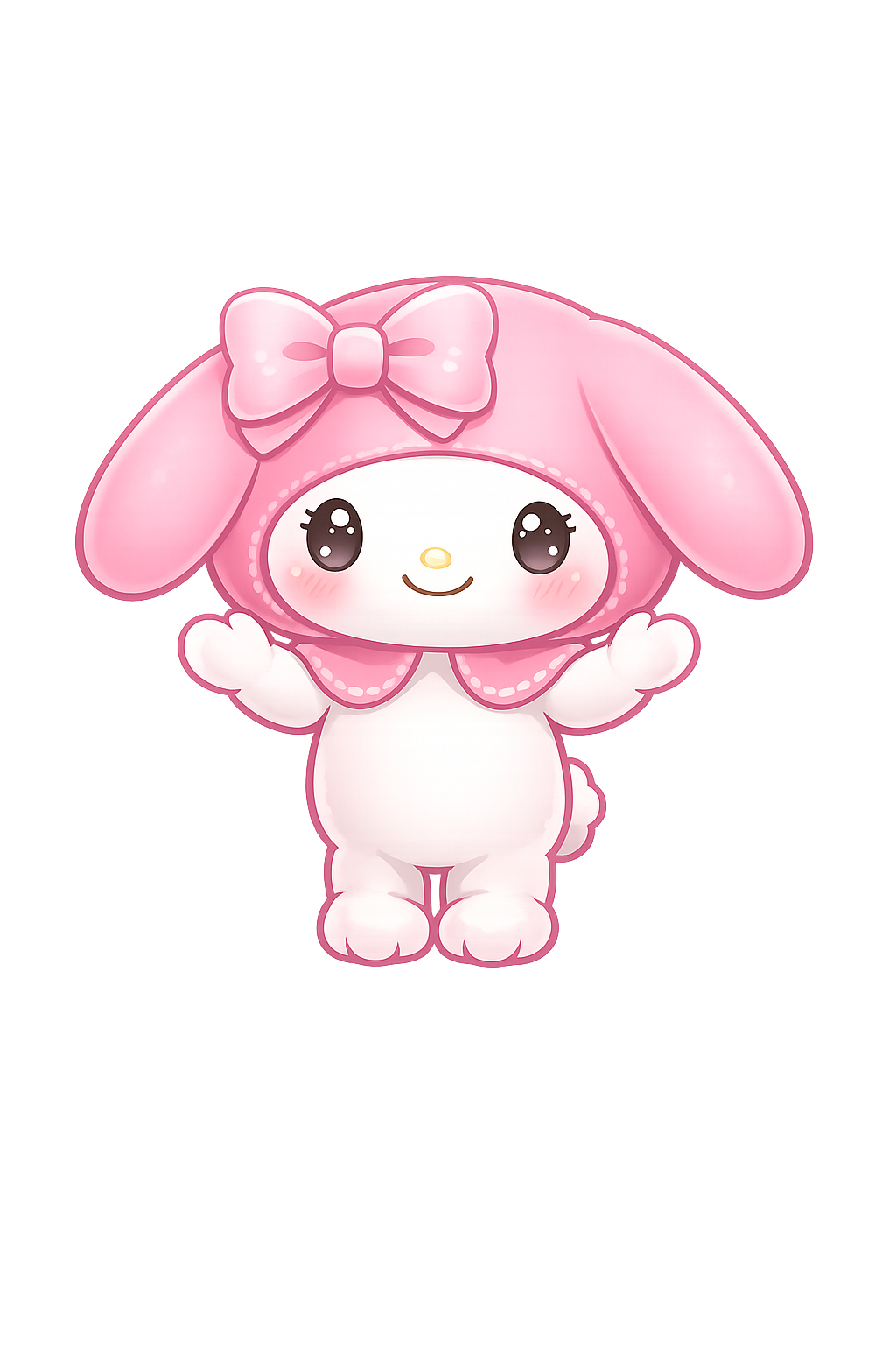 A second pastel pink character resting on the other side of the night sky