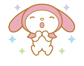 A happy pastel pink character celebrating after the wish
