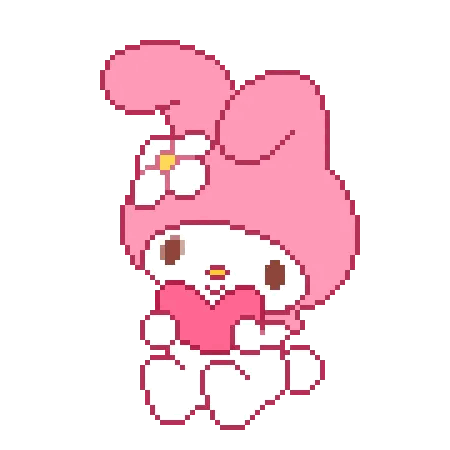 Pixel art My Melody character holding a heart